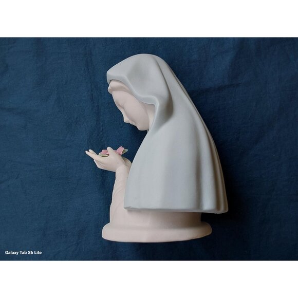 1980s Giftcraft ceramic Madonna Virgin Mary night light works table lamp pink - Picture 3 of 10